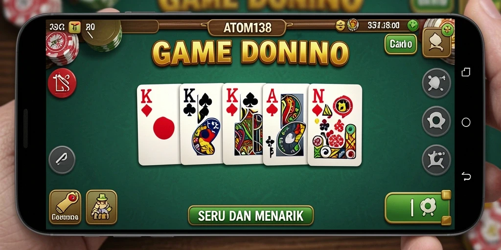 Screenshot utama ATOM138 menampilkan gameplay domino yang sangat seru.