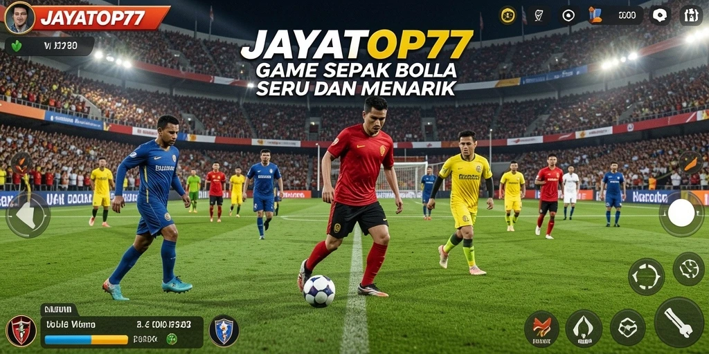 Tampilan gameplay menarik dari JAYATOP77 saat pertandingan sepak bola berlangsung.