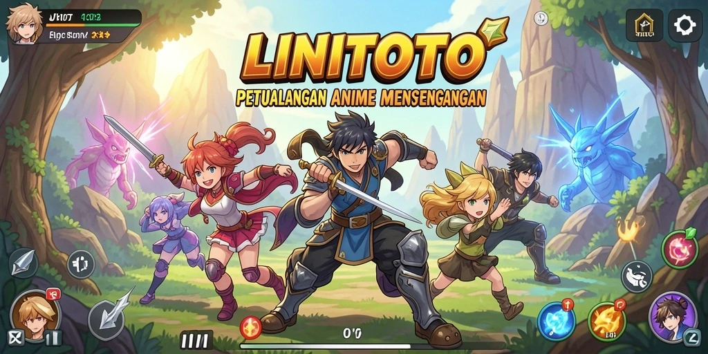 Gambaran gameplay menarik dari LINITOTO dengan karakter anime yang unik.