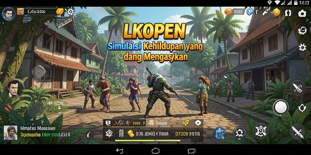Screenshot gameplay LKOPEN yang menunjukkan interaksi karakter dan desain kreatif.