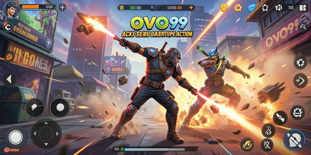 Tampilan seru dalam gameplay OVO99 yang menantang.