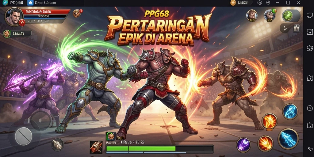 Screenshot PGG68 menampilkan pertarungan mendebarkan di arena.