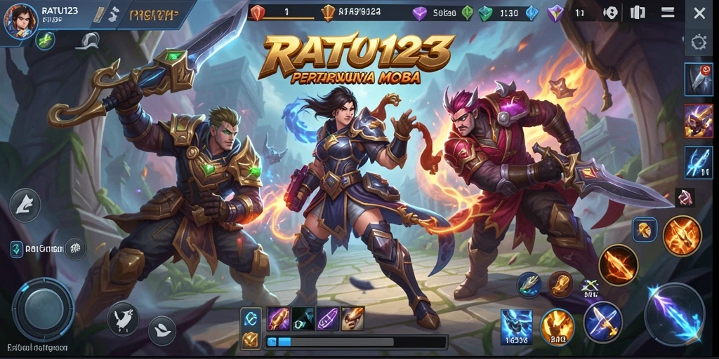 Tampilan gameplay seru dari game MOBA RATU123.