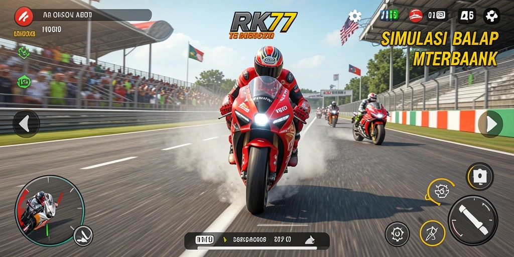 Gameplay seru balapan motor di RK77 dengan grafis memukau.
