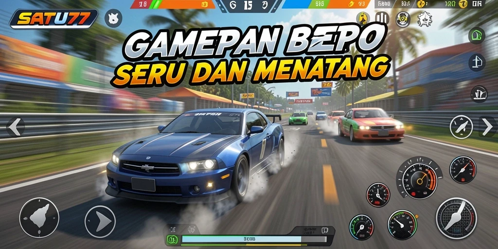 Gameplay balapan mendebarkan di SATU77 dengan lintasan dan mobil kustom.