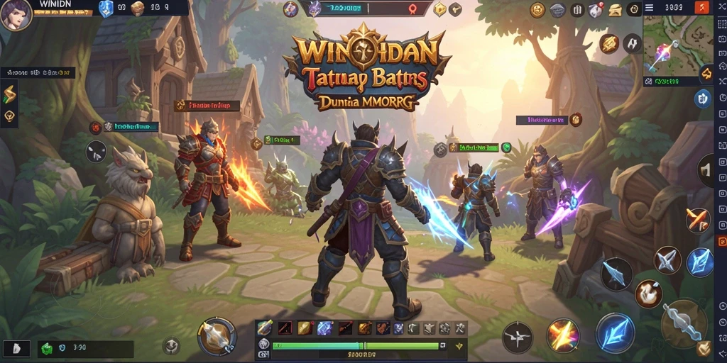 Screenshot gameplay WINIDN yang menampilkan pertarungan epik di dunia MMORPG.